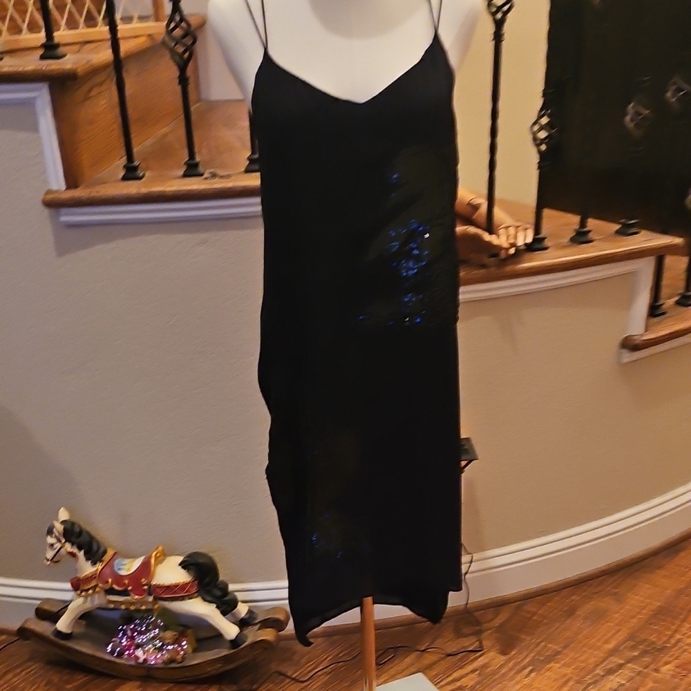 Halston Heritage Black Sequin Midi Dress
